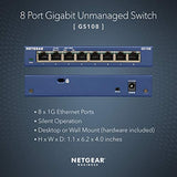 NETGEAR 8-Port Gigabit Ethernet Unmanaged Switch (GS108) - Desktop or Wall Mount, and Limited Lifetime Protection
