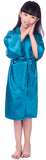 EQIQU Kids Girl's Silky Satin Kimono Robe for Spa Wedding Birthday Party Child Children's Gifts Peacock Blue 10