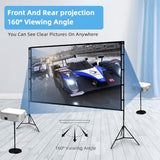 Projector Screen and Stand, Towond 120 inch Portable Projector Screen Indoor Outdoor Projector Screen 16:9 4K HD Wrinkle-Free Lightweight Movie Screen with Carry Bag for Backyard Movie Night