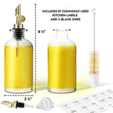 Spaceneat Olive Oil Dispenser Bottle for Kitchen, Coffee Syrup Dispenser - Elegant & Classy Olive Oil Bottles for Kitchen - Glass Cooking Oil Dispenser, Container, Cruet with Pourer Spout - 2pcs, Gold