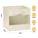 DIMJ Cube Organizer Bins, Transparent Storage Cubes, 11 Inch Cube Storage Bins, Storage Bins with Handles, Closet Bins for Bedroom, Living Room, Baby's Room, Dormitory (8 Pack, Beige)