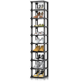 ZOINLIY 10 Tiers Shoe Rack for Closet Entryway, Narrow Vertical Shoe Organizer for Small Spaces, Stackable Black Shoe Storage Holder, Shoe Tower, 10.55" D x 10.55" W x 56.14" H