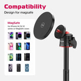 ULANZI Magnetic Cell Phone Tripod Compatible with MagSafe, 17.3" Extendable Mini Tabletop Tripod Selfie Stick with Cold Shoe, 360° Ball Head Tripod Stand Handle Grip for iPhone 14 13 12 Series