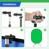 Portable Green Screen Backdrop with Stand,Foldable 5x7ft Chromakey Blue&Green Screen 2 in 1 Pop Up Collapsible Backdrop for Photo and Video Shooting,Gaming (Green & Blue)