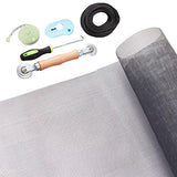 Windows Screen and Screen Door Repair Kit, 48"x118" Charcoal Fiberglass Mesh with Rolling Tool/Hook/Ruler/Cutter/Spline - Window Screen & Sliding Screen Door Replacement for Windows, TOOLTRIZ