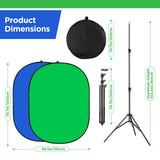 Portable Green Screen Backdrop with Stand,Foldable 5x7ft Chromakey Blue&Green Screen 2 in 1 Pop Up Collapsible Backdrop for Photo and Video Shooting,Gaming (Green & Blue)