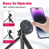 ULANZI Magnetic Cell Phone Tripod Compatible with MagSafe, 17.3" Extendable Mini Tabletop Tripod Selfie Stick with Cold Shoe, 360° Ball Head Tripod Stand Handle Grip for iPhone 14 13 12 Series