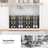 ZOINLIY 10 Tiers Shoe Rack for Closet Entryway, Narrow Vertical Shoe Organizer for Small Spaces, Stackable Black Shoe Storage Holder, Shoe Tower, 10.55" D x 10.55" W x 56.14" H