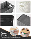 AREYZIN Storage Bins with Bamboo Lids Set of 6 Lidded Storage Container Plastic Baskets Organizer Bins for Organizing Kithen Room Bedroom Office Closet, Sturdy(Black)
