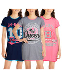 Angel Face Girls’ Nightgown Pajamas – 3 Pack Sleepwear Night Dress Sleep Shirt (4-14), Size 6, Varsity/Girls Dream