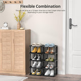 ZOINLIY 10 Tiers Shoe Rack for Closet Entryway, Narrow Vertical Shoe Organizer for Small Spaces, Stackable Black Shoe Storage Holder, Shoe Tower, 10.55" D x 10.55" W x 56.14" H
