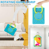 BATYUE iPad 9th/ 8th/ 7th Generation Case (iPad 10.2 inch Rugged Case 2021/2020/2019) with Screen Protector, Rotating Stand/Pencil Holder/Carrying Shoulder Strap (Light Blue+Lime)