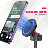 ULANZI Magnetic Cell Phone Tripod Compatible with MagSafe, 17.3" Extendable Mini Tabletop Tripod Selfie Stick with Cold Shoe, 360° Ball Head Tripod Stand Handle Grip for iPhone 14 13 12 Series