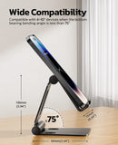 Nulaxy 2 Pack Dual Folding Cell Phone Stand, Fully Adjustable Foldable Desktop Phone Holder Cradle Dock Compatible with Phone 14 13 12 Pro Xs Xs Max Xr, All Phones, Black&Gold