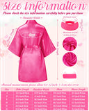Jecery 5 Pack Kids Birthday Squad Girl Robes Silk Satin Spa Party Robes Flower Slumber Robes DIY Bathrobes with Headband for Party (Rose Red, 8)