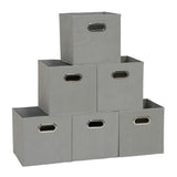 Household Essentials 84-1 Foldable Fabric Storage Bins | Set of 6 Cubby Cubes with Handles | Gray