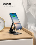 Nulaxy 2 Pack Dual Folding Cell Phone Stand, Fully Adjustable Foldable Desktop Phone Holder Cradle Dock Compatible with Phone 14 13 12 Pro Xs Xs Max Xr, All Phones, Black&Gold