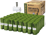 GORILLA SUPPLY Dog Poop Waste Bags with Dispenser and Leash Tie, 9" x 13", Green, 1000 Count