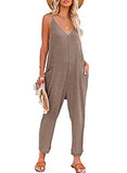 AlvaQ Womens Jumpsuits Dressy Summer Yoga Comfy Pants Spring Outfits 2024 Rompers for Women with Pocket Brown Small