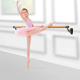 SELEWARE Ballet Barre for Drywall Stud & Concrete Wall Mount Wood Ballet Bar Dance Bar Traditional Ballet Barre System for Home Barre Movements Body Stretch 1.5 inch Dia 4.3 ft Long