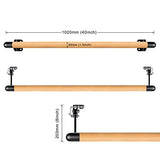 Kipika Wall Mounted Ballet Barre System - Solid Wood Stretch/Dance Bar with Adjustable Height and Metal Brackets - 3 FT x 1.5" - Home Workout/Dance Equipment