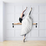 SELEWARE Ballet Barre for Drywall Stud & Concrete Wall Mount Wood Ballet Bar Dance Bar Traditional Ballet Barre System for Home Barre Movements Body Stretch 1.5 inch Dia 4.3 ft Long