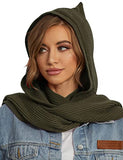 Zilcremo Women Winter Knitted Hooded Long Scarf Warm Shawl Wrap Head Scarves (Armygreen)