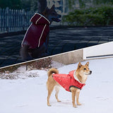 DILLYBUD Winter Dog Raincoat Jacket, Waterproof Windproof Hooded Slicker Poncho with Fleece Liner and Leash Hole for Small to X-Large Dogs and Puppies Boys Girls Dog Clothes for Cold Days,Red XL