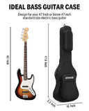 Donner 47 Inch Bass Guitar Case, 0.4 Inch Thick Padding Sponge 600D Ripstop Waterproof Nylon Soft Electric Bass Guitar Gig Bag with 3 Pockets and Back Hanger Loop, Black