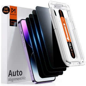 DIMONCOAT 4-Pack [Auto Alignment Kit] for iPhone 14 Pro Max Privacy Screen Protector [10X Military Protection] Compatible iPhone 14 Pro Max 6.7'' Diamonds Hard Tempered Glass Film [Case Friendly]