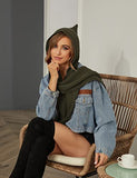 Zilcremo Women Winter Knitted Hooded Long Scarf Warm Shawl Wrap Head Scarves (Armygreen)