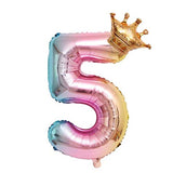 Number 5 Balloon,Children's Birthday Party Decorative Balloons, Digital Crown Aluminum Balloons (5)