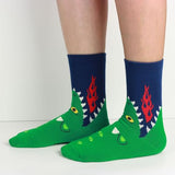 COTTON DAY Kids Boys Fun Novelty Crew Socks Colorful Pattern Design 10-12 Years Shark Stripes Size XL (12)
