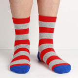 COTTON DAY Kids Boys Fun Novelty Crew Socks Colorful Pattern Design 10-12 Years Shark Stripes Size XL (12)