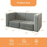 wanan Kids Couch 10PCS, for Toddler with Modular for Playroom Bedroom, 10 in 1 Multifunctional Couch for Playing, Creativing, Sleeping, Indoor Sofa (Grey)