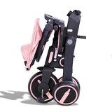 Newtronx Trixplorer Foldable Tricycle-Toddler Tricycle Removable Push Handle, Rotatable Seat, Adjustable Canopy, Safety Harness, Storage, Basket-Tricycle for Toddlers for 1-5 Year Old (Pink/Princess)