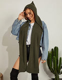 Zilcremo Women Winter Knitted Hooded Long Scarf Warm Shawl Wrap Head Scarves (Armygreen)