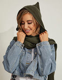 Zilcremo Women Winter Knitted Hooded Long Scarf Warm Shawl Wrap Head Scarves (Armygreen)