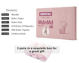 MdnMd 3 Pack Girls Ballet Dance Tights Transition Footless Ballet Legging Stocking Pantyhose (Ballet Pink, Child Age 8-11)