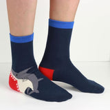 COTTON DAY Kids Boys Fun Novelty Crew Socks Colorful Pattern Design 10-12 Years Shark Stripes Size XL (12)