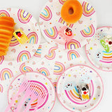 96 PCS Rainbow Party Plates Napkins Rainbow Themed Party Tableware Rainbow Dessert Disposable Paper Plates Napkins Birthday Baby Shower Party Decorations Supplies Favors for 24 Guests