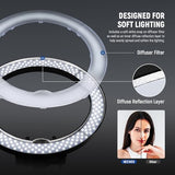 NEEWER Ring Light 18inch Kit: 55W 5600K Professional LED with Stand and Phone Holder, Soft Tube & Bag for Tattoo Lash Extension Barber Makeup Artist Studio Video Photography Lighting, RL-18
