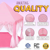 ORIAN Princess Castle Playhouse Tent for Girls with LED Star Lights – Indoor & Outdoor Large Kids Play Tent – ASTM Certified, Princess Tent Gift, 230 Polyester Taffeta. Pink 55"x53".