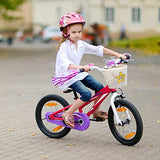 Boao Kid's Bicycle Basket Streamers Set, Unicorn Children's Bike Handlebar Wicker Basket Bike Streamers Bell and Stickers,Bike Basket Front Decoration for Girls (White)