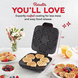 DASH Multi Mini Heart Shaped Waffle Maker: Six Mini Waffles, Perfect for Families, Dual Non-stick Surfaces with Quick Release & Easy Clean - Red Heart