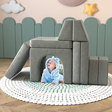 wanan Kids Couch 10PCS, for Toddler with Modular for Playroom Bedroom, 10 in 1 Multifunctional Couch for Playing, Creativing, Sleeping, Indoor Sofa (Grey)