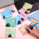9 Packs Black Girl Sticky Notes Inspirational Mini Motivational Self Stick Note Pads Cute African Girl Teacher Notes Positive Memo Notepads for Nurse Reminder Studying School Office, 3.2 x 3.2 Inches