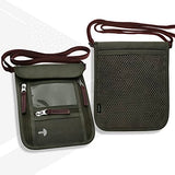 WALNEW Passport Holder Neck Pouch Travel Wallet for Women and Men, RFID Blocking Security Slim Traveling Wallet with Around Neck Lanyard Strap, Army Green