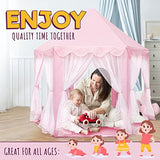 ORIAN Princess Castle Playhouse Tent for Girls with LED Star Lights – Indoor & Outdoor Large Kids Play Tent – ASTM Certified, Princess Tent Gift, 230 Polyester Taffeta. Pink 55"x53".