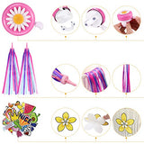 Boao Kid's Bicycle Basket Streamers Set, Unicorn Children's Bike Handlebar Wicker Basket Bike Streamers Bell and Stickers,Bike Basket Front Decoration for Girls (White)